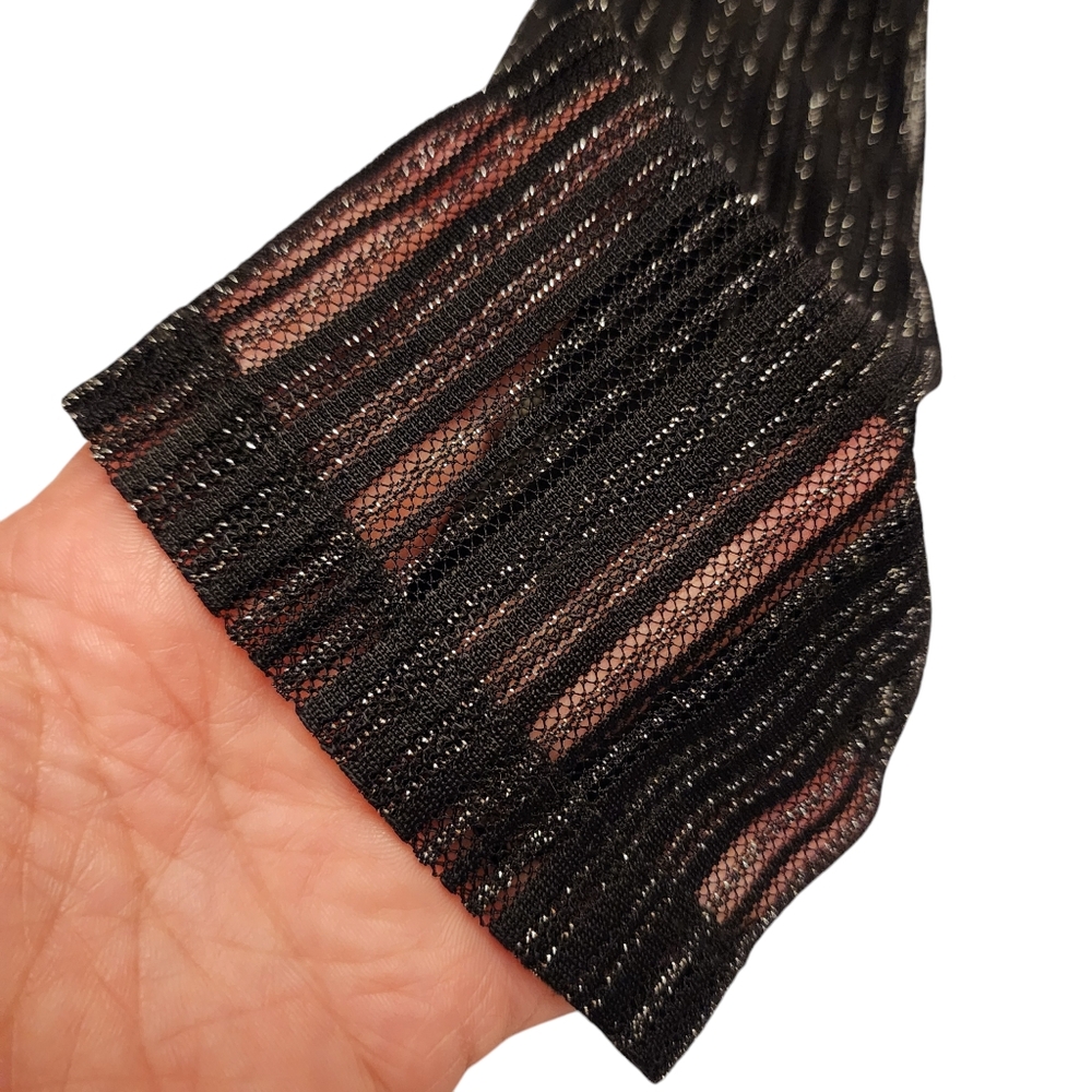 Semi Sheer Black Shimmery Mock Neck Blouse Size L - Picture 6 of 11
